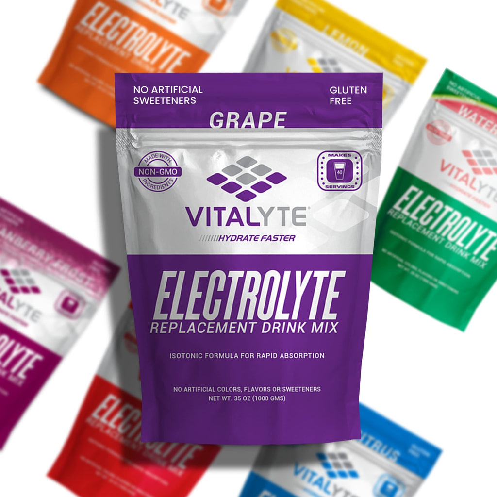Vitalyte Electrolyte Powder Drink Mix Isotonic Electrolyte Hydration Mix Gluten Free Post Workout Powder Mix Pack of 1 35 oz. Grape Flavor