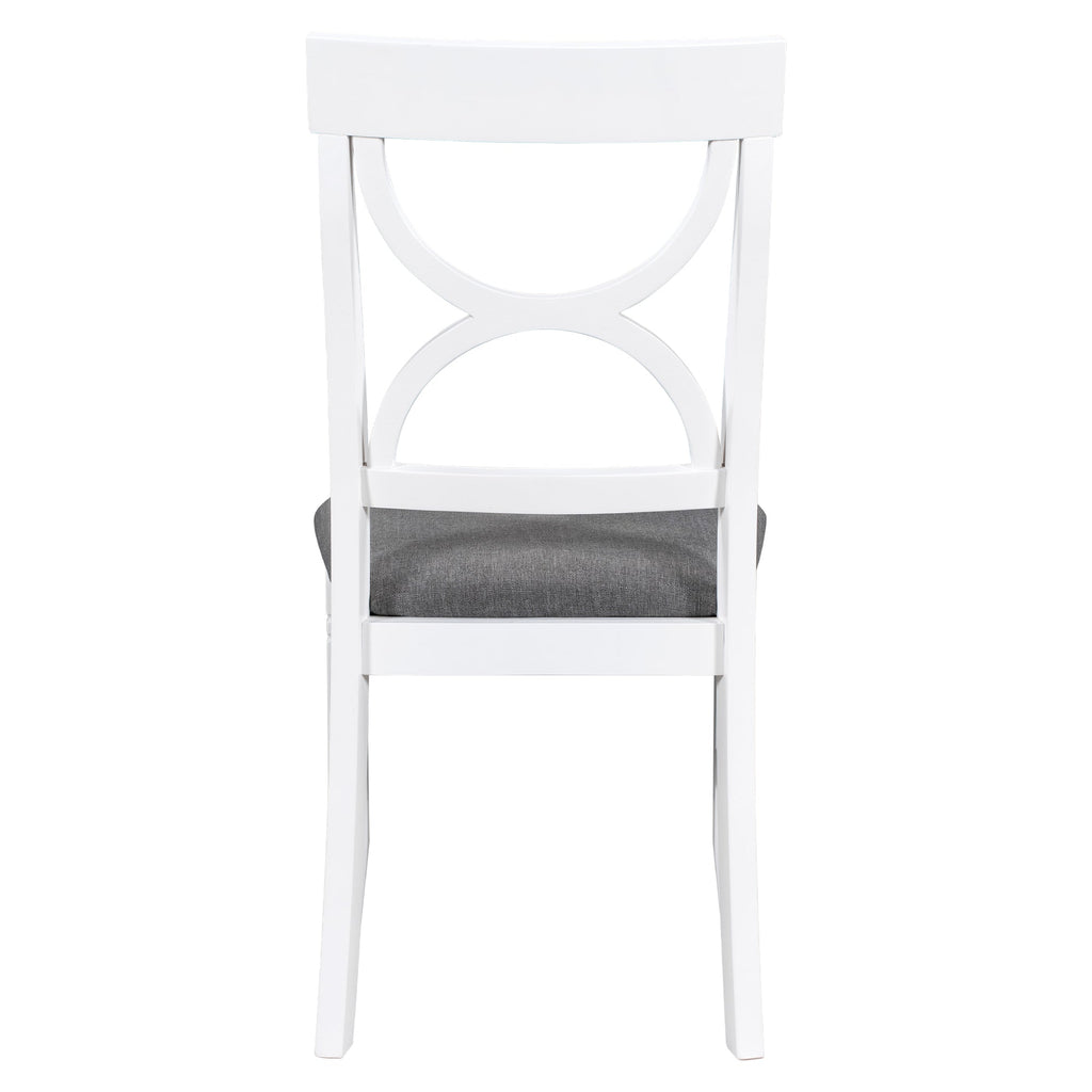 TOPMAX 6-Piece Wood Dining Table Set Kitchen Table Set with Upholstered Bench and 4 Dining Chairs, Farmhouse Style,Gray+White (old sku: SP000003AAK)