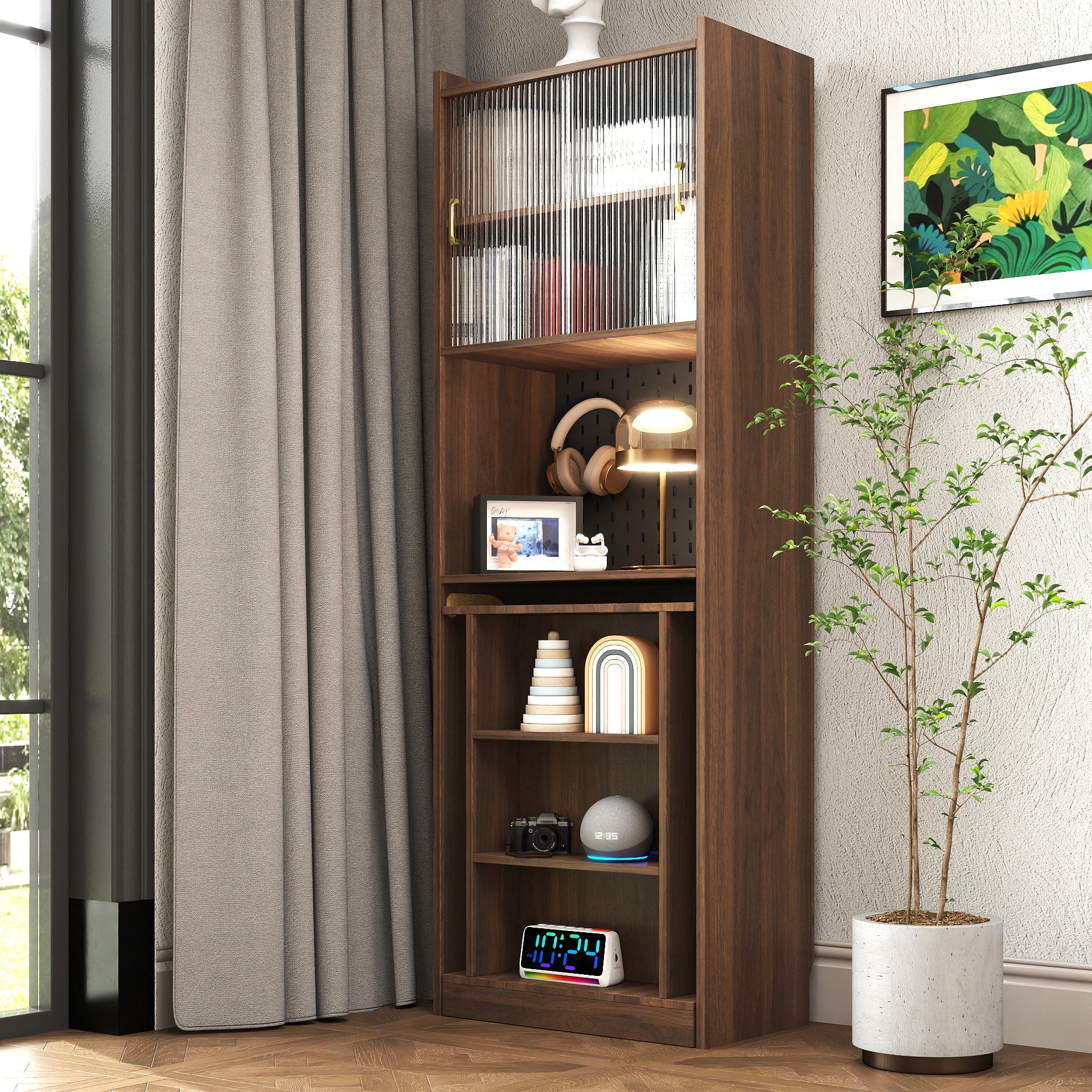 Folding Desk with Storage, Space-Saving Foldable Computer Desk for Small Spaces, Writing Study Table for Home Office, Bedroom, Dorm, Apartment