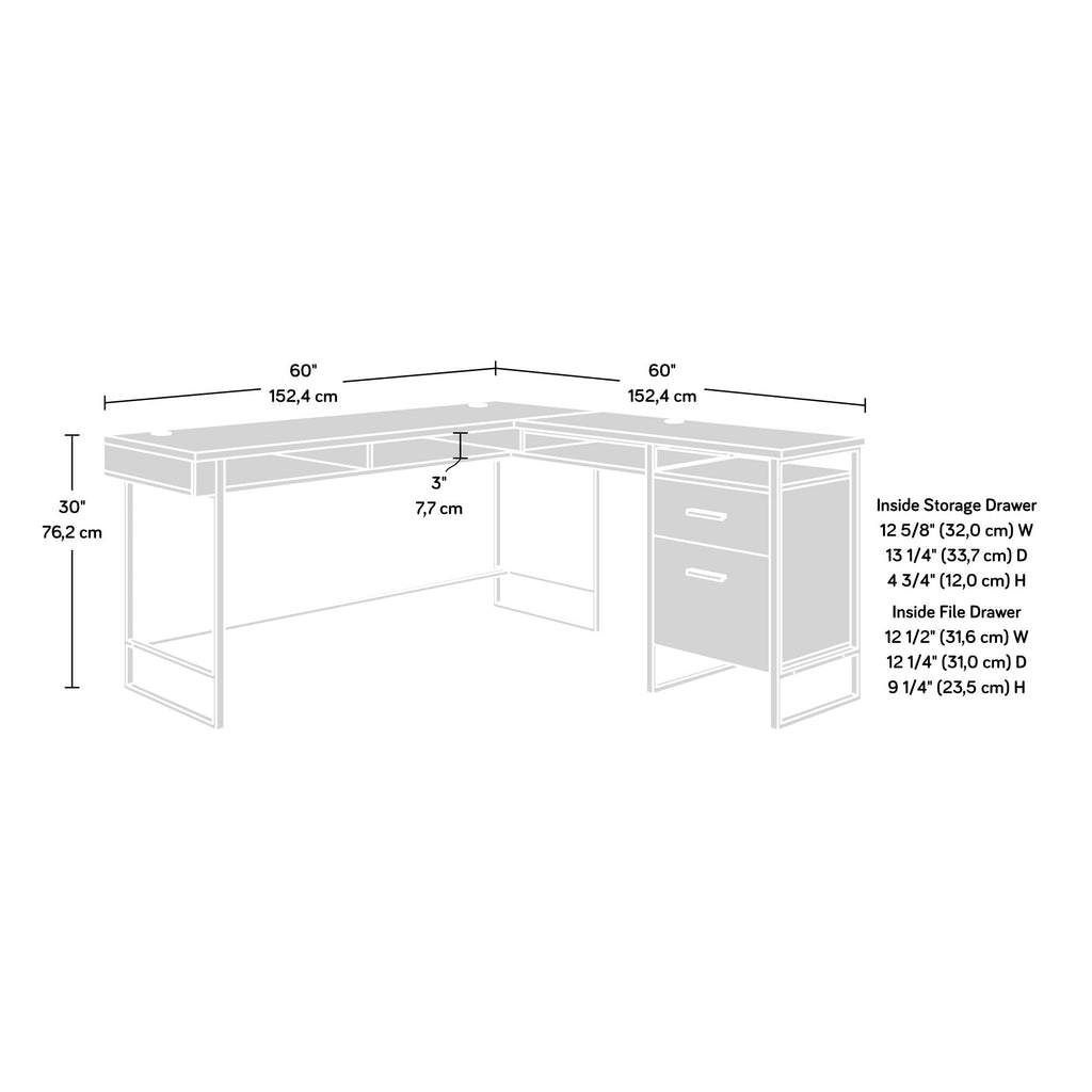 L-Shaped Desk, Black finish
