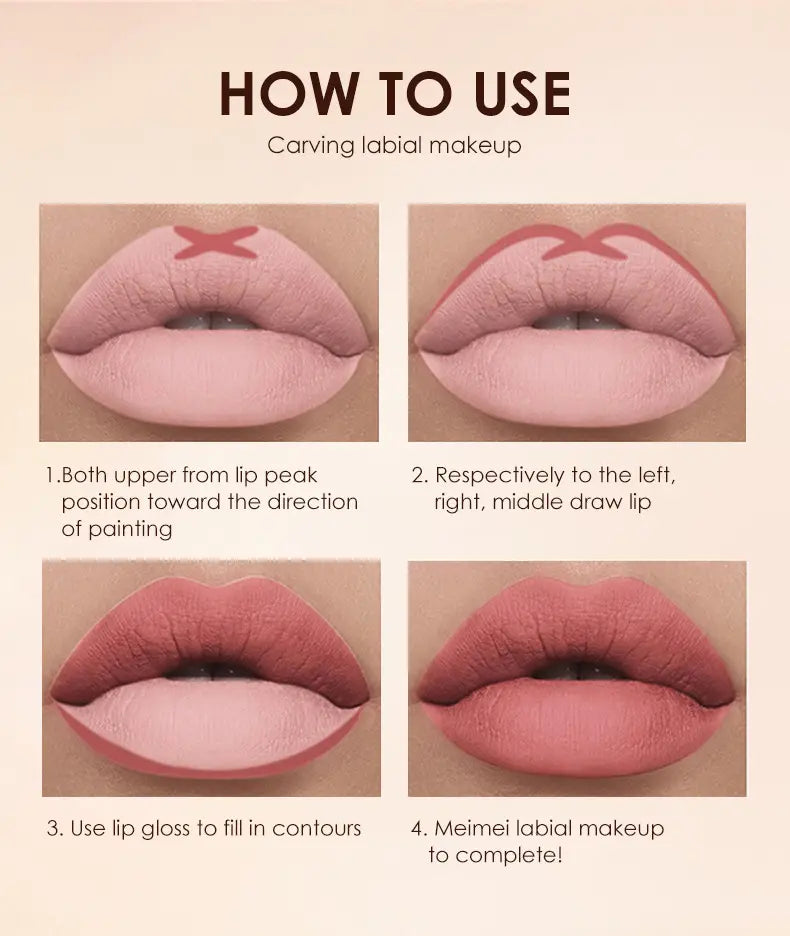 6 Color 2 In 1 Lip Liner & Gloss Set - Matte Finish
