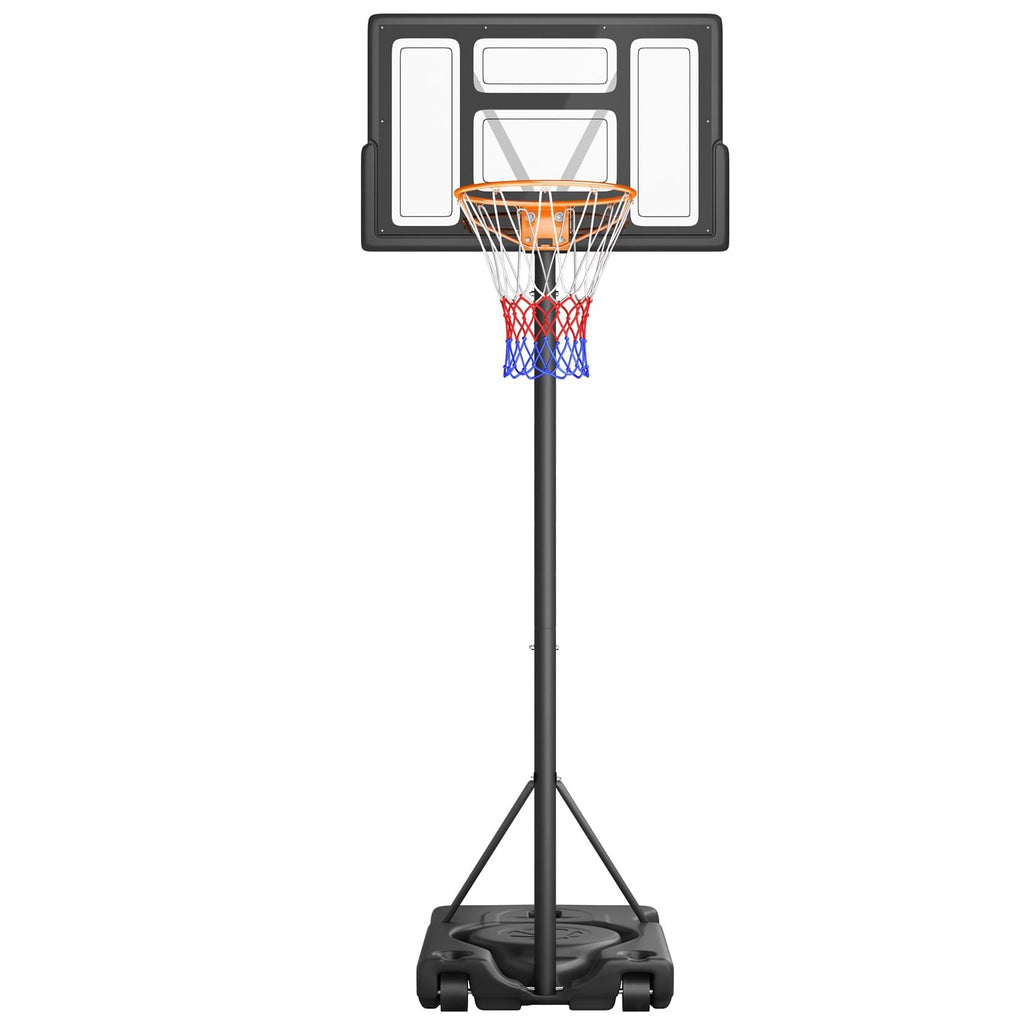 Dripex Basketball Hoop Outdoor 10FT Adjustable Height Portable Basketball System Goal with 44” Shatterproof Backboard for Adults Kids (Orange OR Black Rims are Shipped Randomly) - Upgraded Version