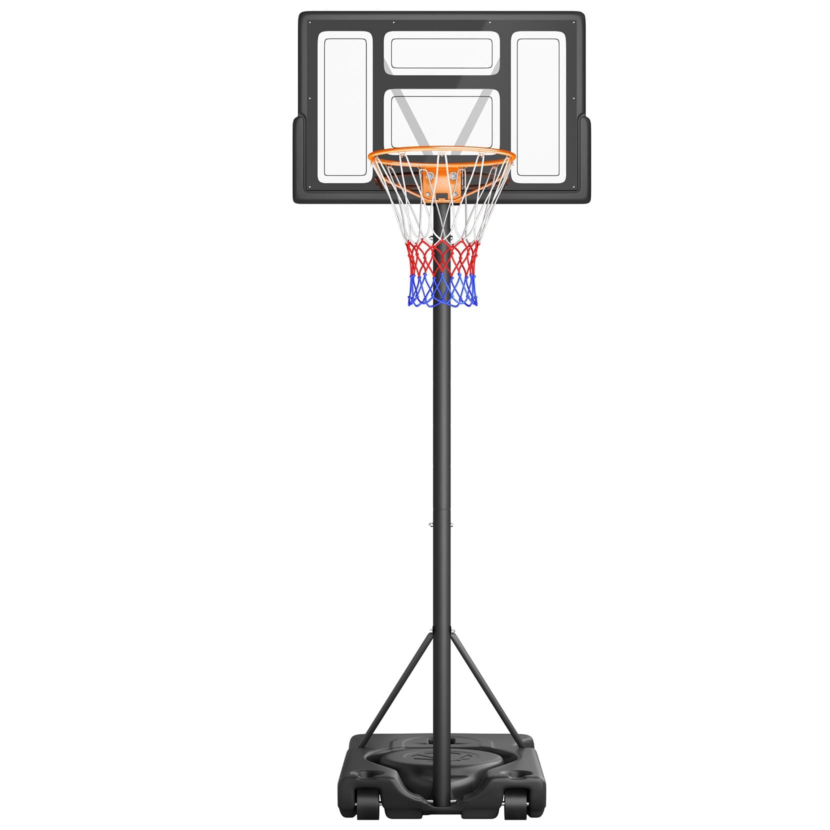 Dripex Basketball Hoop Outdoor 10FT Adjustable Height Portable Basketball System Goal with 44” Shatterproof Backboard for Adults Kids (Orange OR Black Rims are Shipped Randomly) - Upgraded Version