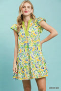 Umgee Floral Flutter Sleeve Tiered Mini Dress