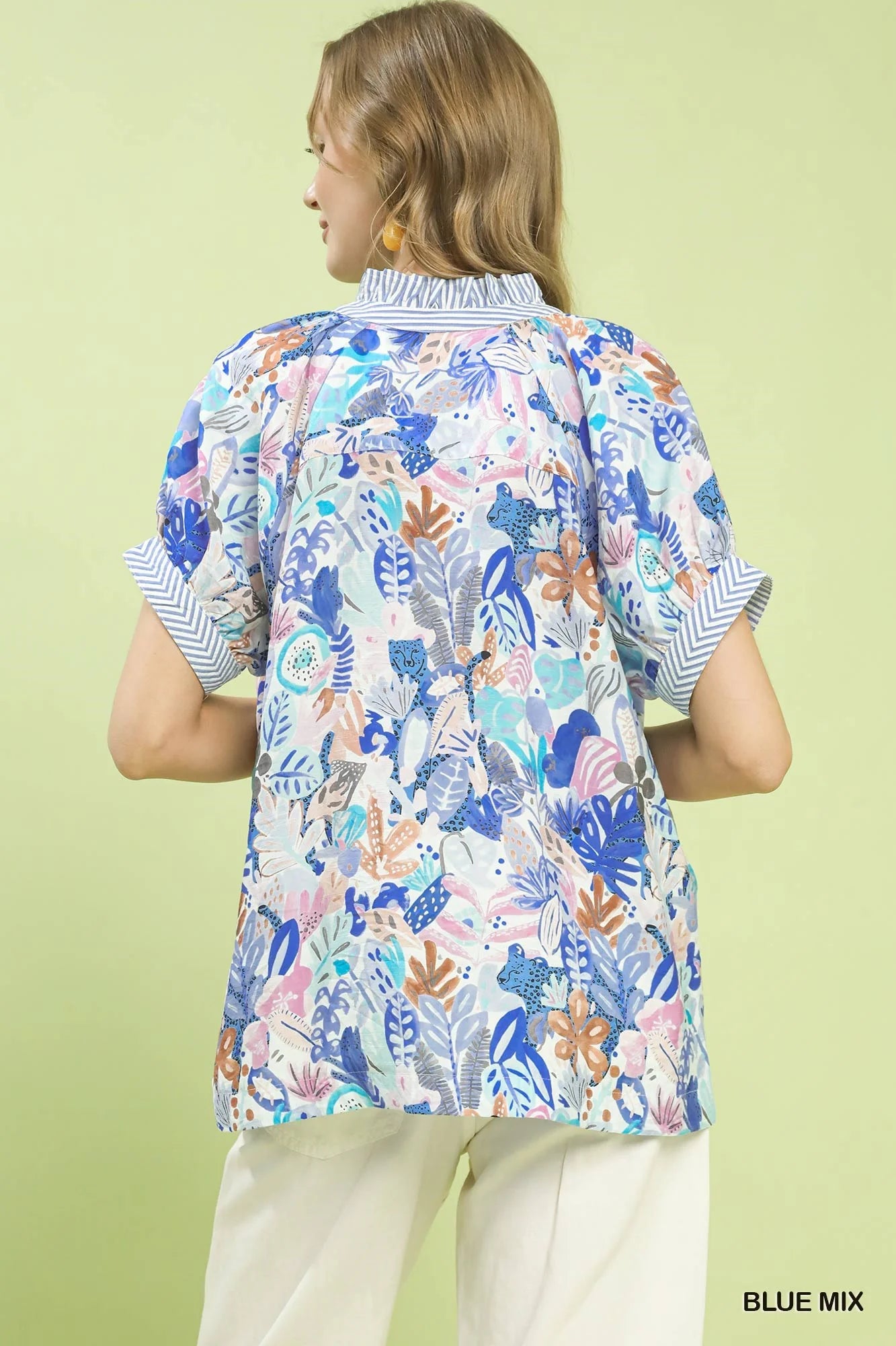 Umgee Mix Boho Printed V-Neck Top