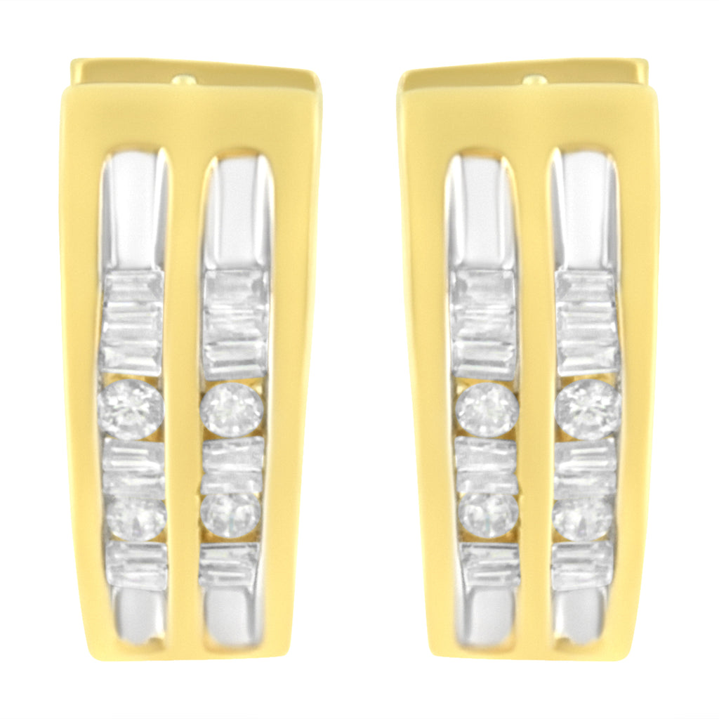 10K Yellow Gold 1/2 cttw Diamond Huggy Heart Hoop Earrings (I-J Clarity, I2-I3 Color)