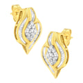 10K Yellow Gold 1/3 cttw Round-Cut Diamond Cluster and Swirl Stud Earrings (J-K Clarity, I2-I3 Color)