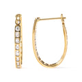 10K Yellow Gold 1.00 Cttw Round and Baguette-Cut Diamond U-Hoop Earrings (H-I Color, SI2-I1 Clarity)