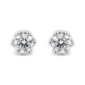 14K White Gold 1/2 Cttw Round Diamond Crown Stud Earring (I-J Color, I1-I2 Clarity)