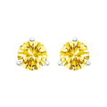 14K White Gold 3-Prong Martini Set 1.0 Cttw Yellow Lab Grown Diamond Solitaire Stud Earrings