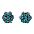 Sterling Silver Treated Blue Diamond Floral Stud Earrings (1 cttw, Blue Color, I2-I3 Clarity)