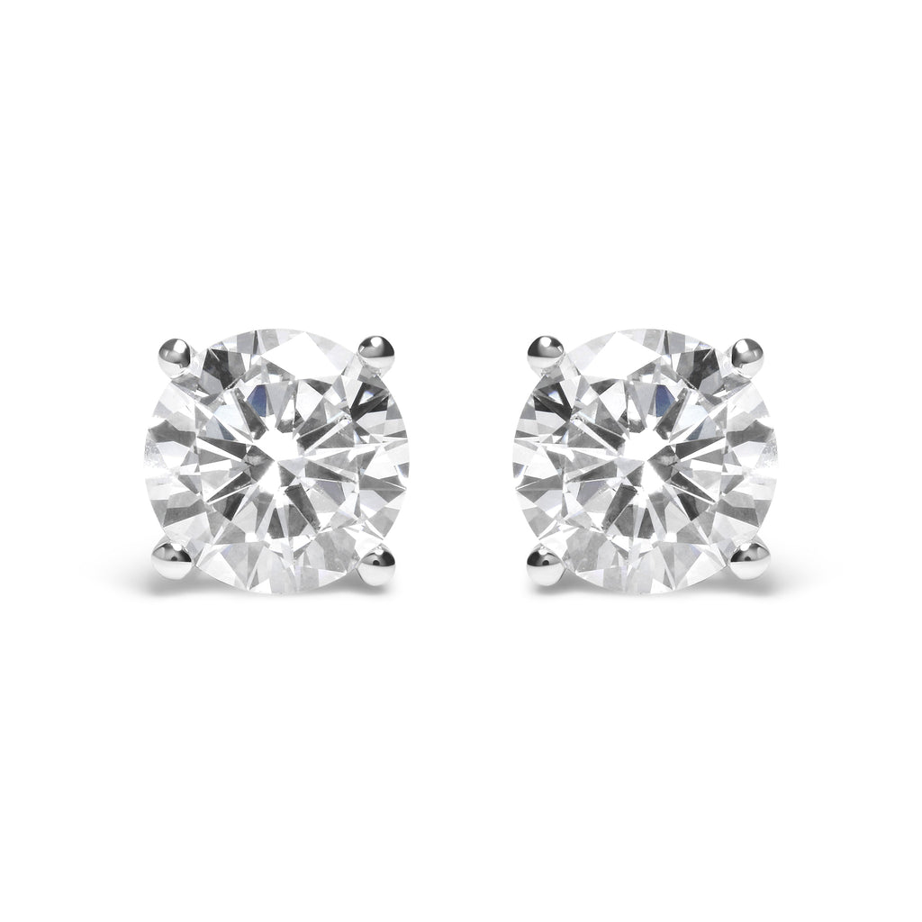 IGI Certified 14K White Gold 5.00 Cttw Round Brilliant-Cut Lab Grown Diamond Classic 4-Prong Stud Earrings with Screw Backs (F-G Color, SI1 Clarity)