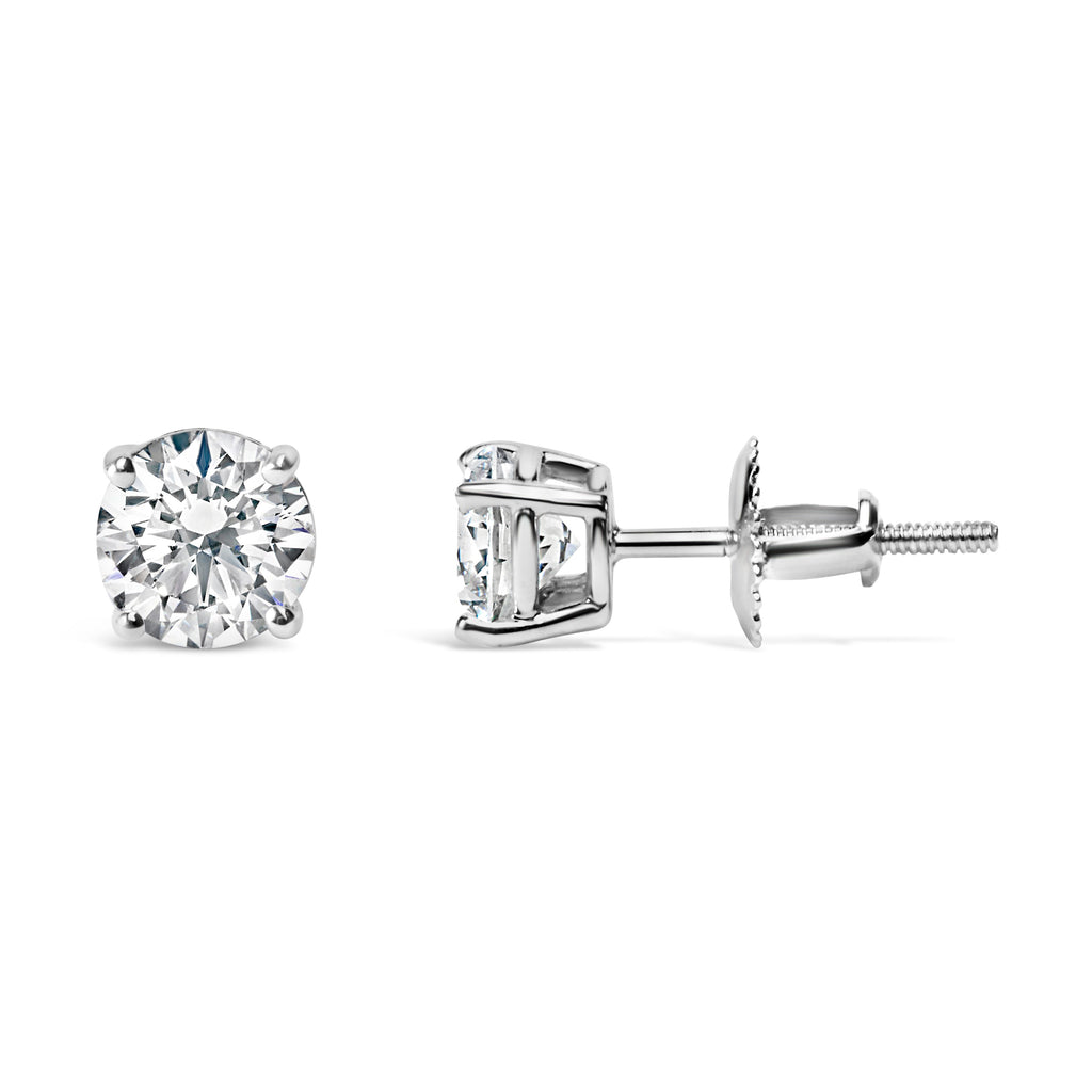 14K White Gold 3.0 Cttw Lab Grown Diamond Solitaire Stud Earrings