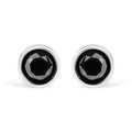 14K White Gold 1/2 Cttw Round Brilliant-Cut Black Diamond Bezel-Set Stud Earrings with Screw Backs (Fancy Color-Enhanced, I2-I3 Clarity)