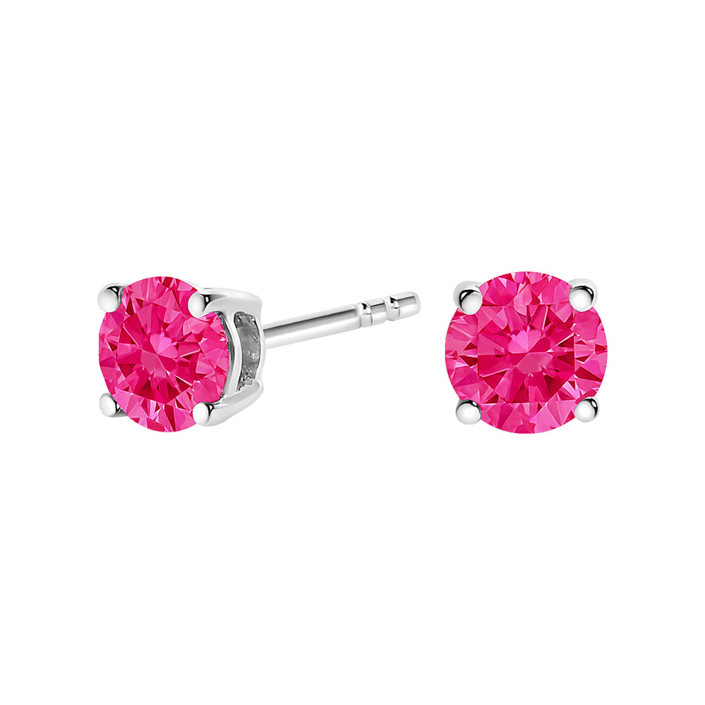 10K White Gold 1/2 Cttw Lab Created Round Brilliant Cut Pink Diamond Classic 4-Prong Solitaire Stud Earrings (Fancy Pink Color, VVS2-VS1 Clarity)