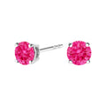 14K White Gold 1/2 Cttw Round Brilliant Cut Lab Grown Pink Diamond 4-Prong Classic Solitaire Earrings (Pink Color, VVS2-VS1 Clarity)