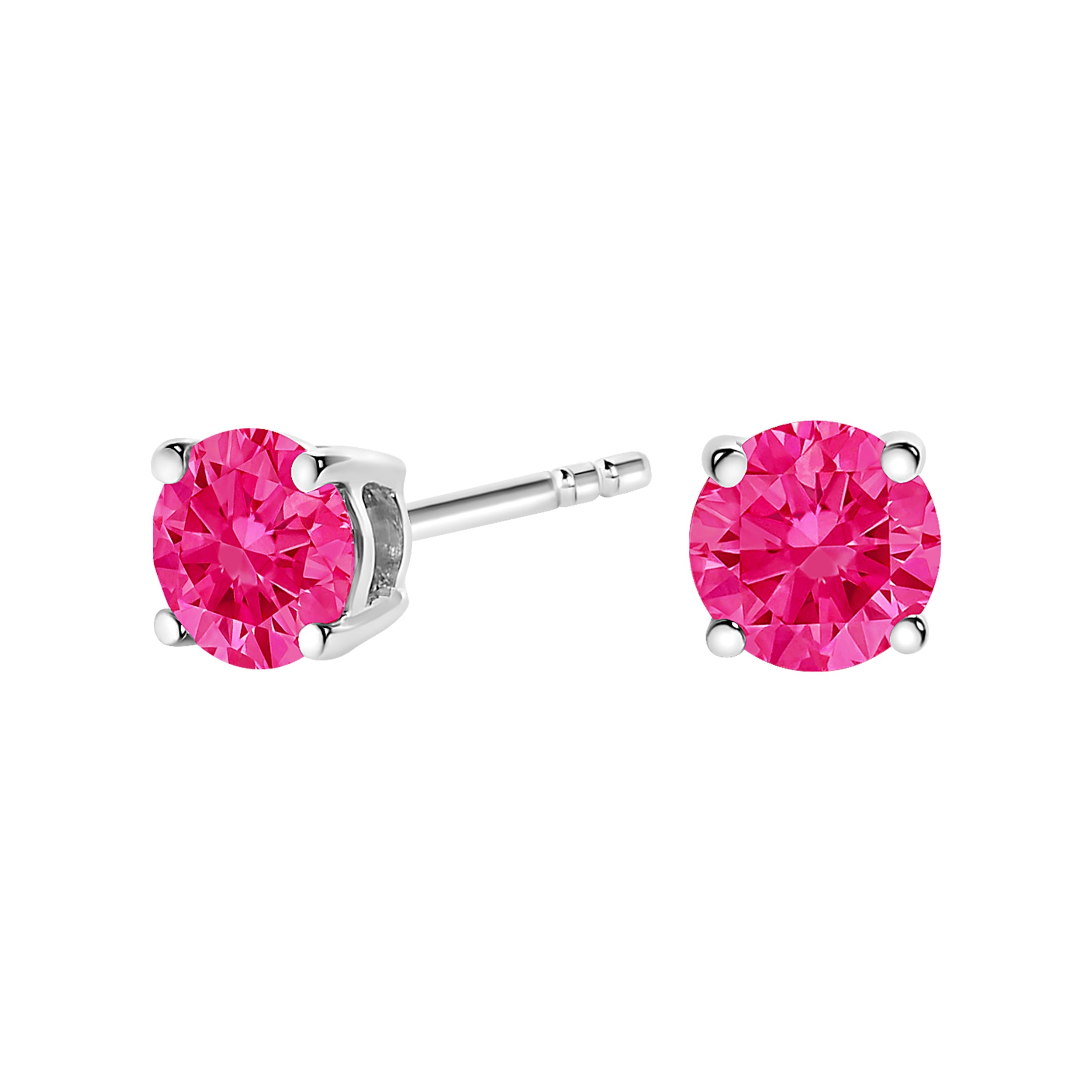 14K White Gold 1/2 Cttw Round Brilliant Cut Lab Grown Pink Diamond 4-Prong Classic Solitaire Earrings (Pink Color, VVS2-VS1 Clarity)