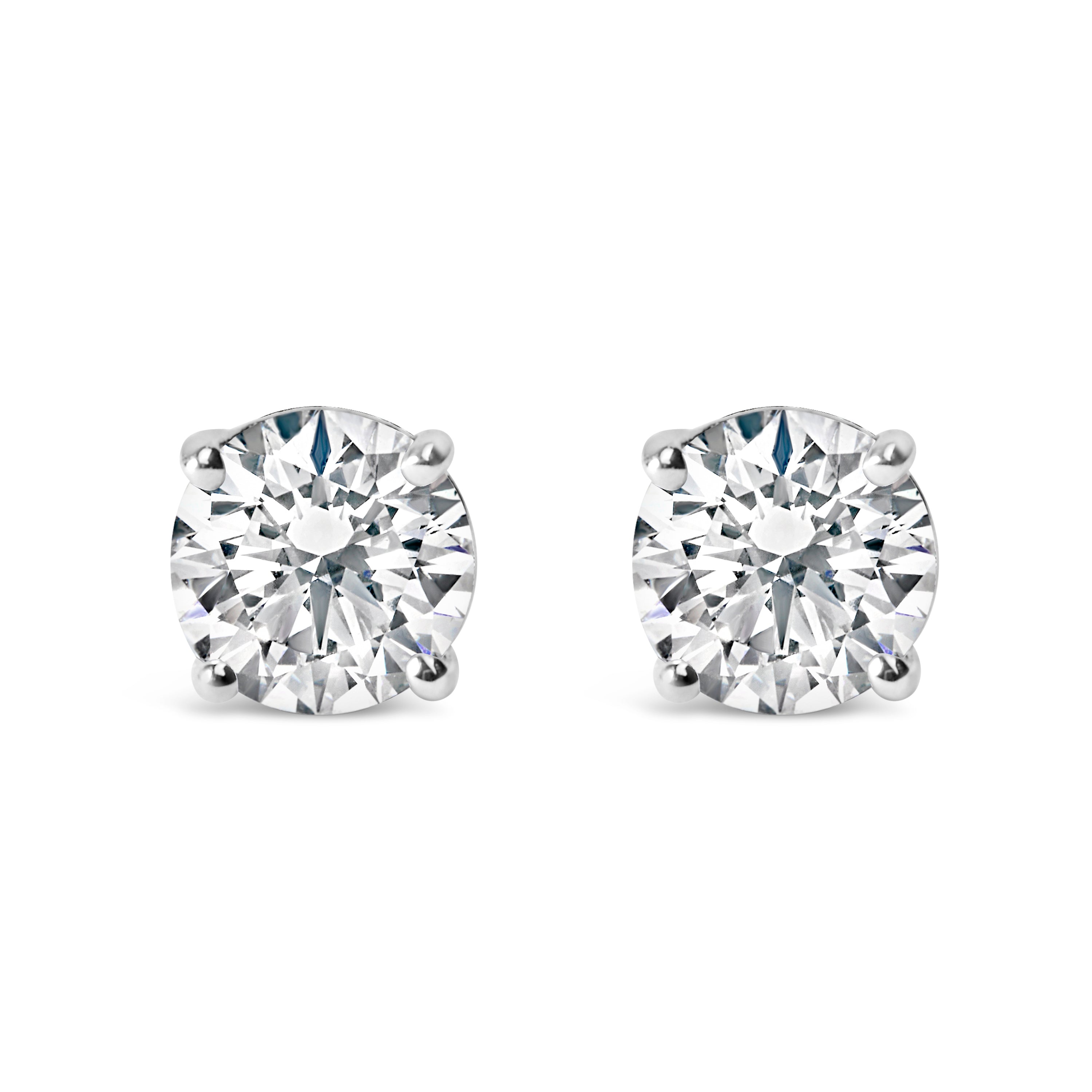 14K White Gold 1.0 Cttw Round Brilliant Cut Lab Grown White Diamond 4-Prong Classic Solitaire Stud Earrings (F-G Color, VS1-VS2 Clarity)