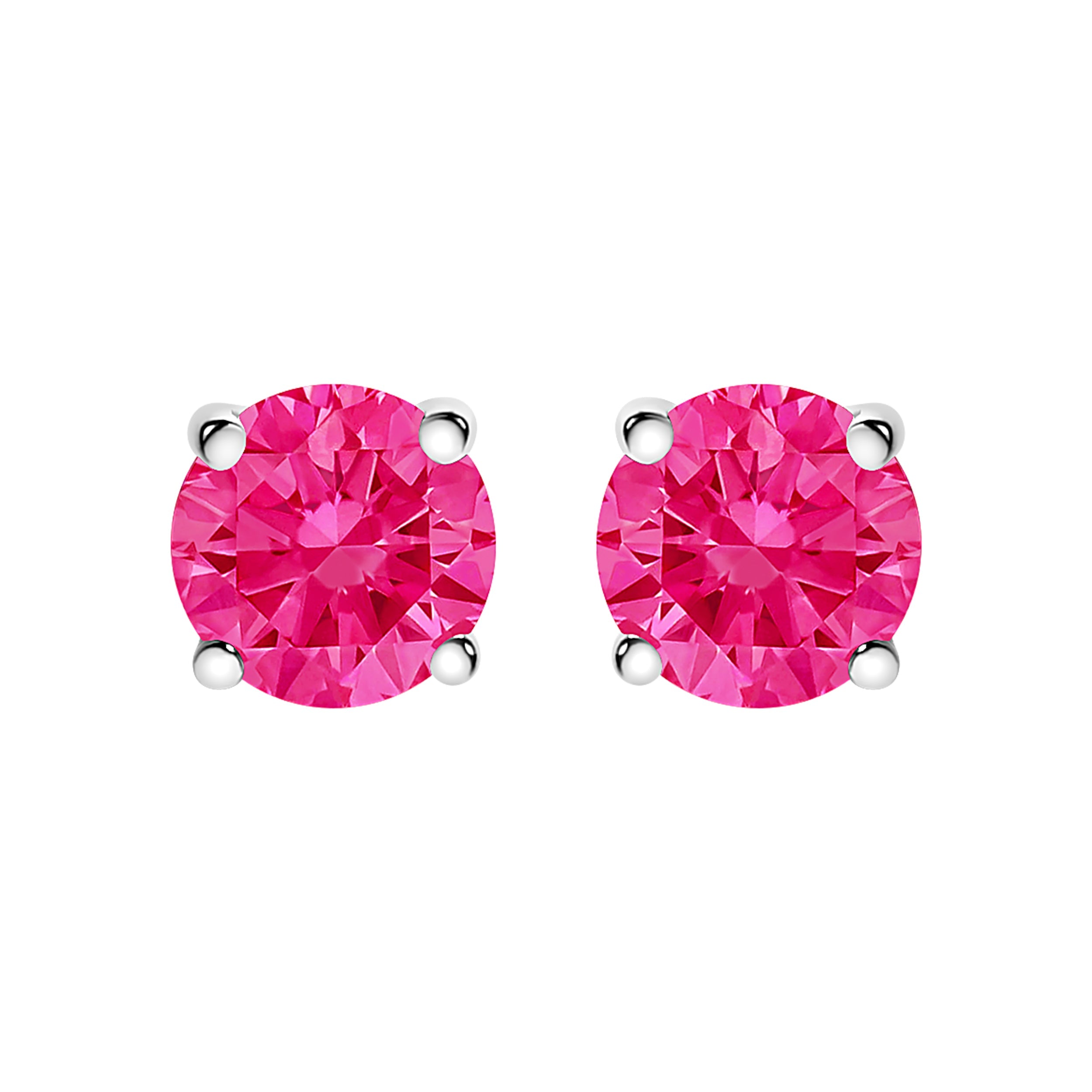 14K White Gold 1.0 Cttw Round Brilliant Cut Lab Grown Pink Diamond 4-Prong Classic Solitaire Earrings (Pink Color, VVS2-VS1 Clarity)