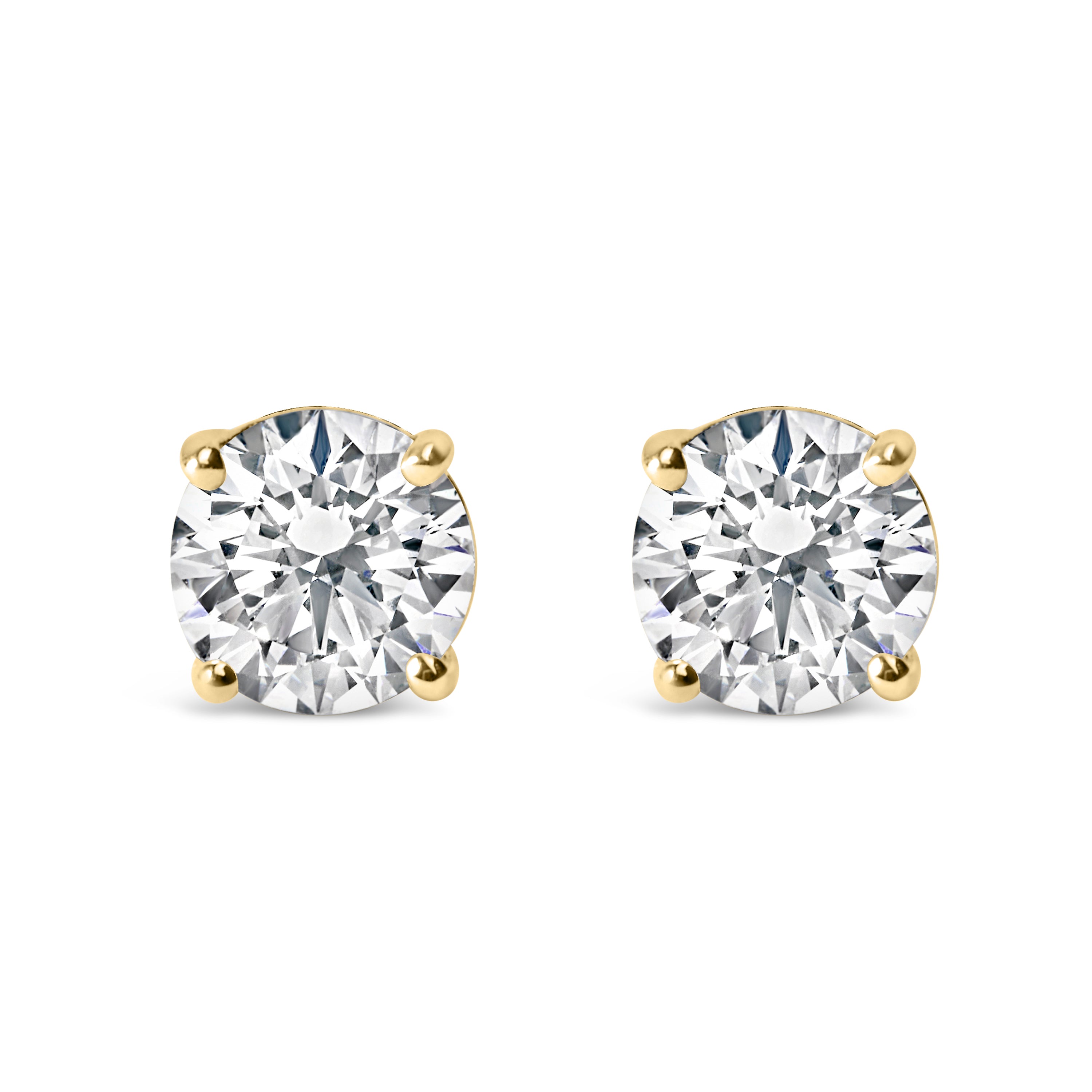 14K White Gold 1.0 Cttw Round Brilliant Cut Lab Grown White Diamond 4-Prong Classic Solitaire Stud Earrings (F-G Color, VS1-VS2 Clarity)
