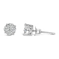 .925 Sterling Silver 1/2 cttw Prong Set Round-Cut Diamond Cluster Stud Earring (I-J Color, I2-I3 Clarity)