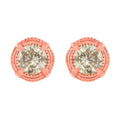 14K Yellow Gold Plated .925 Sterling Silver 1.0 Cttw Round Brilliant Cut Diamond Solitaire Milgrain Stud Earrings (K-L Color, I2-I3 Clarity)