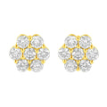 14K Yellow Gold 1.0 Cttw Diamond Flower Earring (J-K Color, I1-I2 Clarity)