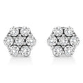 14K White Gold 1/2 Cttw Prong Set Round-Cut Diamond Flower Stud Earring (H-I Color, I1-I2 Clarity)