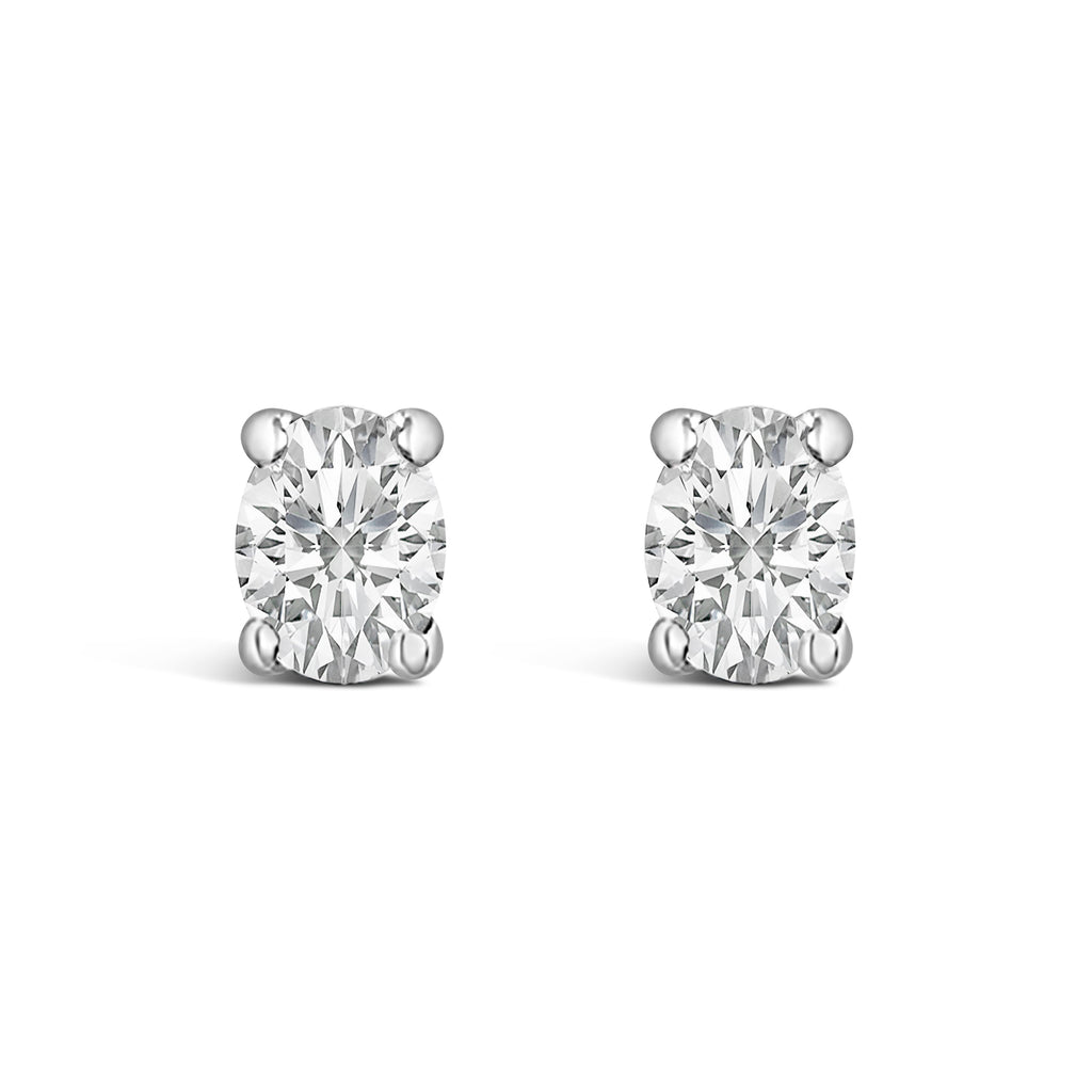 14K White Gold 1/4 Ctw Oval Lab-Grown Diamond Solitaire Stud Earrings