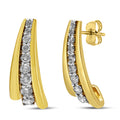 10K Yellow Gold Plated .925 Sterling Silver 1.00 Cttw Round Diamond Graduated Huggie Stud Earrings (I-J Color, I2-I3 Clarity)