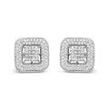 10K White Gold 1.0 Cttw Round and Princess Cut Diamond Composite Open Halo Stud Earrings (H-I Color, SI1-SI2 Clarity)