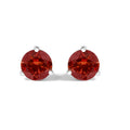 14K White Gold 3/4 Cttw Red Lab-Grown Diamond Classic 3-Prong Martini Set Solitaire Stud Earrings
