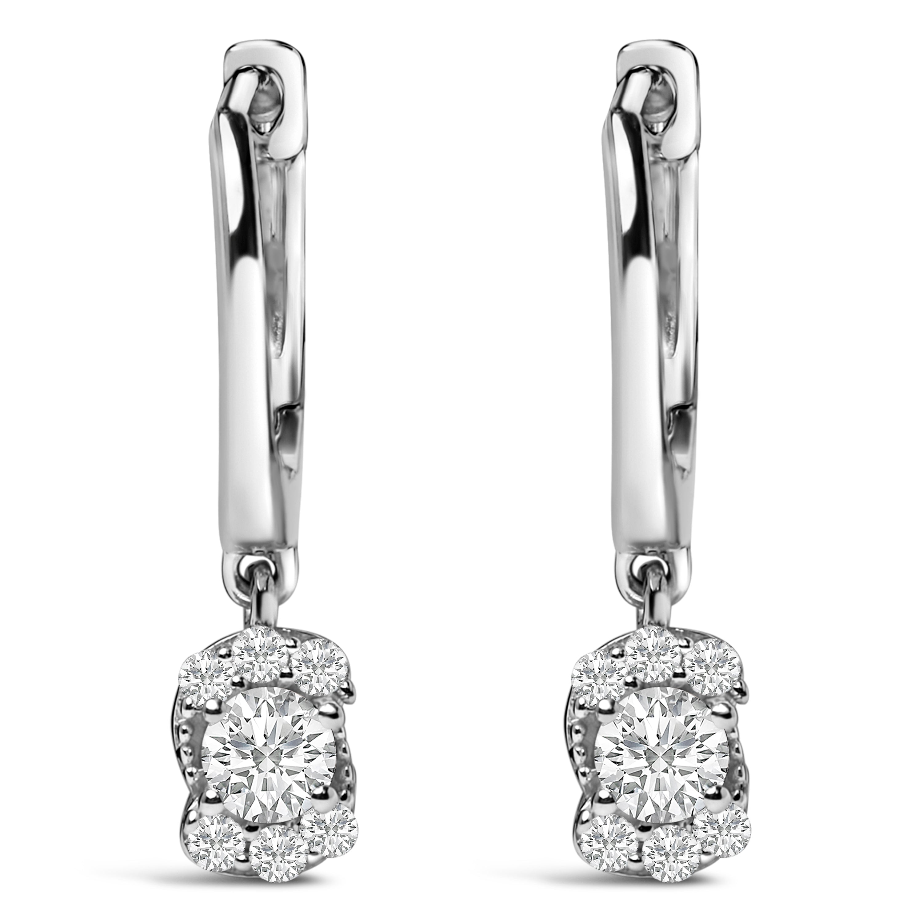 Sterling Silver 1/2 Cttw Lab Grown Diamond Floral Cluster Drop Earrings