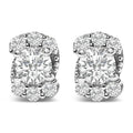 Sterling Silver 1/3 Cttw Lab Grown Diamond Halo Swirl Stud Earrings