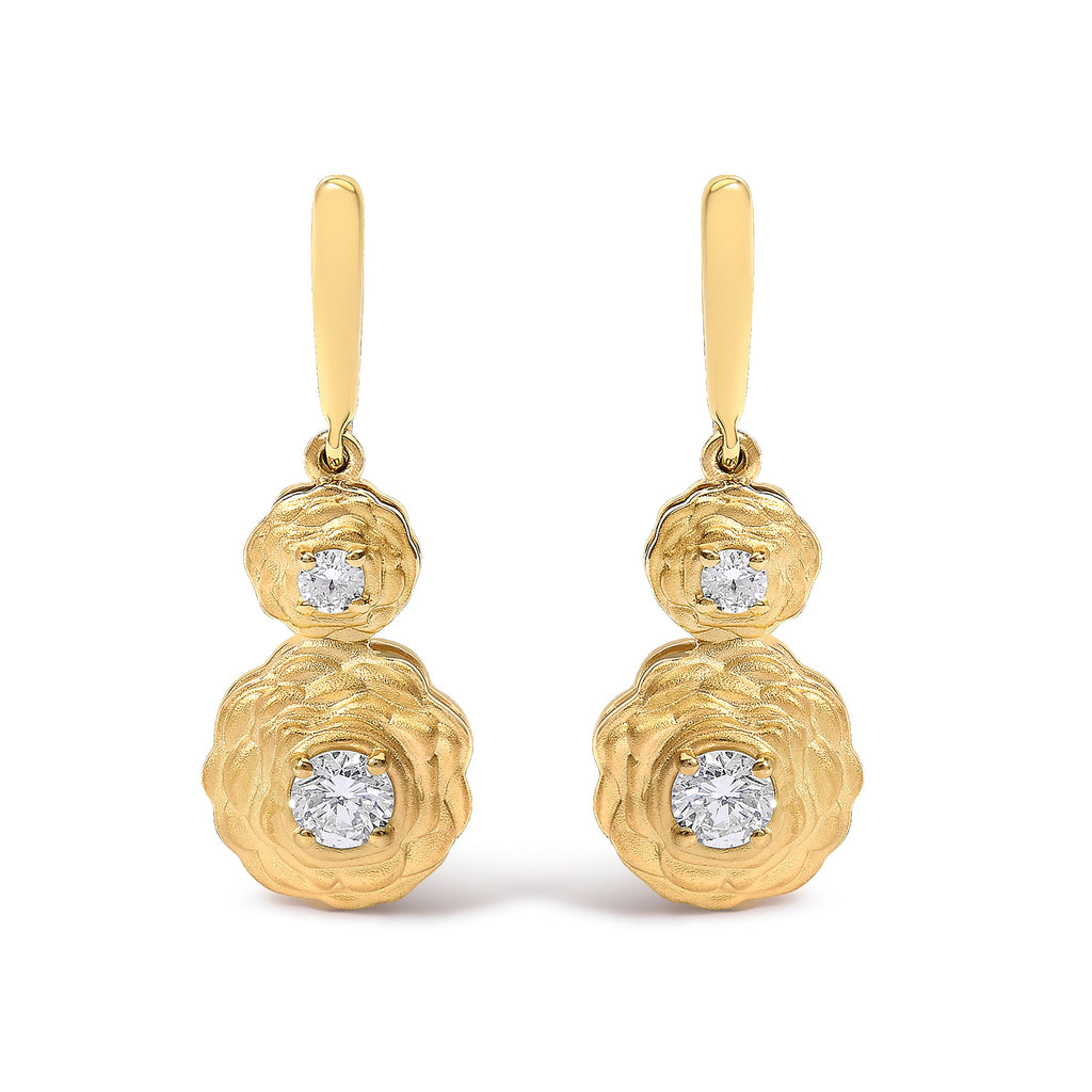 14K Yellow Gold Plated Sterling Silver 1/2 Cttw Lab Grown Diamond Matte Finish Drop Earrings