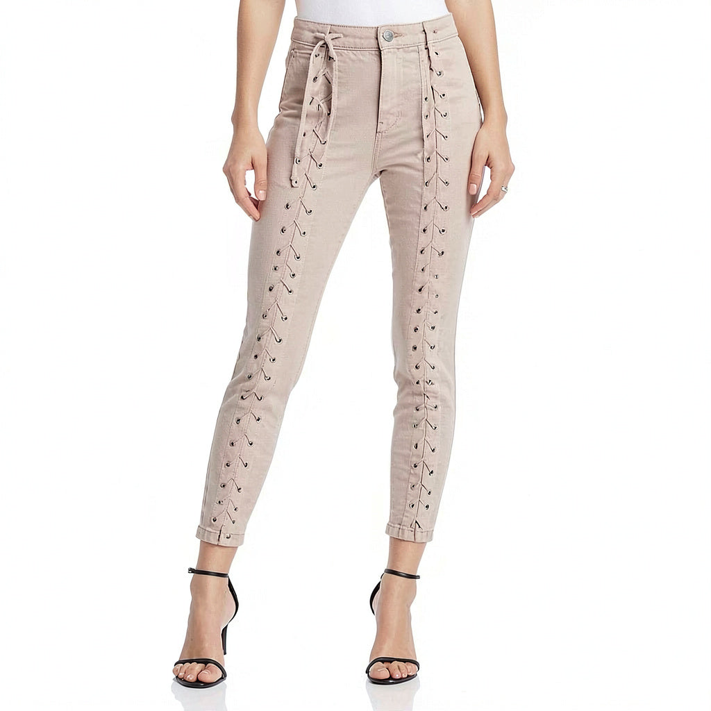 Pistola Lace-Up Skinny Jeans in Lynn You're Blushing, Size 29