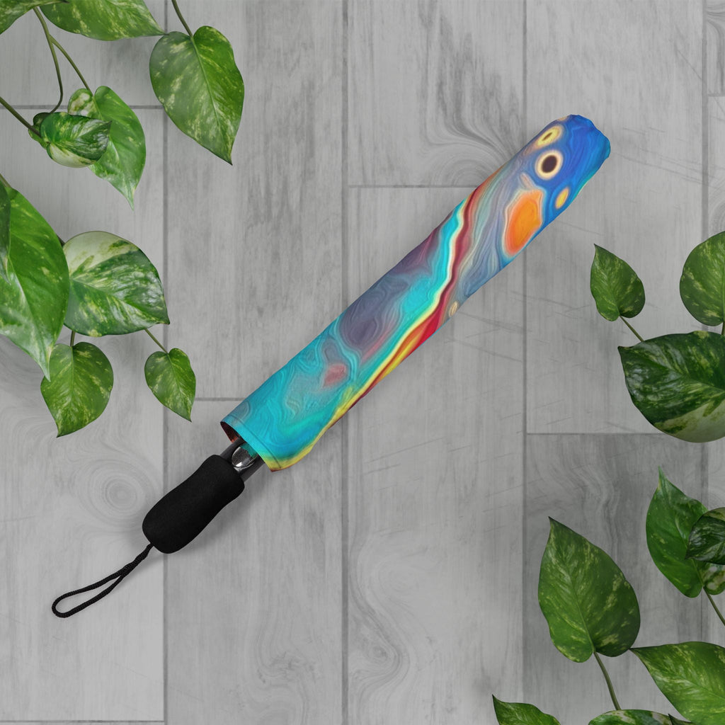 Intergalactic Rainbow Foldable Umbrella — Compact Semi-Automatic Rain Parasol
