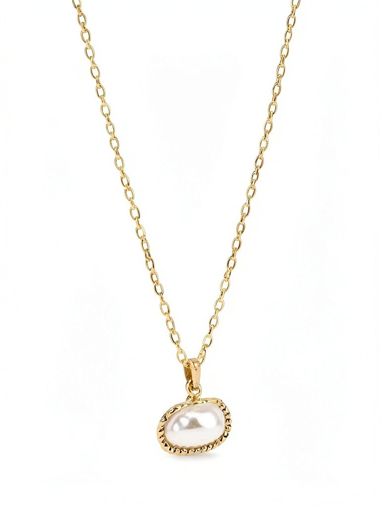 Aqua Shell & Cultured Freshwater Pearl Pendant Necklace