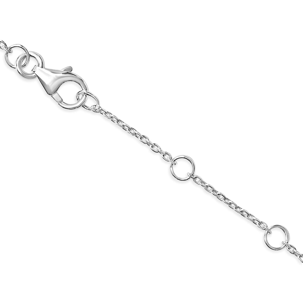 10K White Gold Diamond Accent "A" Initial Charm and Link Bracelet