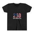 Youth Tee — "250 Happy Birthday USA!" Patriotic American Flag Kids Shirt