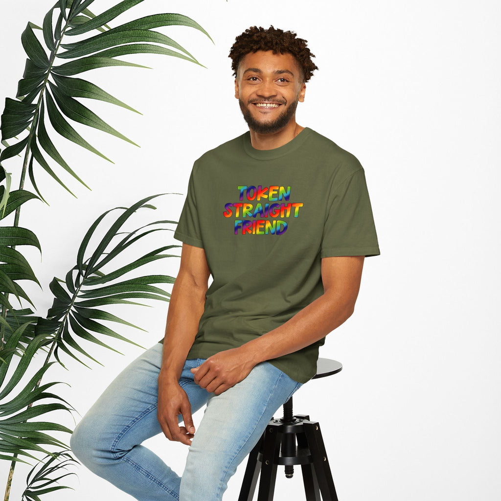 Bespattered Facade Rainbow Token Straight Friend Colorful LGBTQ+ Pride Premium Unisex Comfort Colors Garment Dyed 100% Cotton T-Shirt