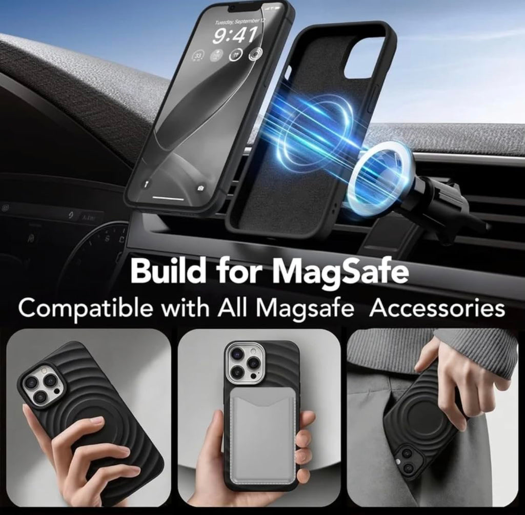 Magnetic Silicone Case for iPhone 17 Pro, Shockproof Protective Cover with Soft Microfiber Lining, Black, 6.3
