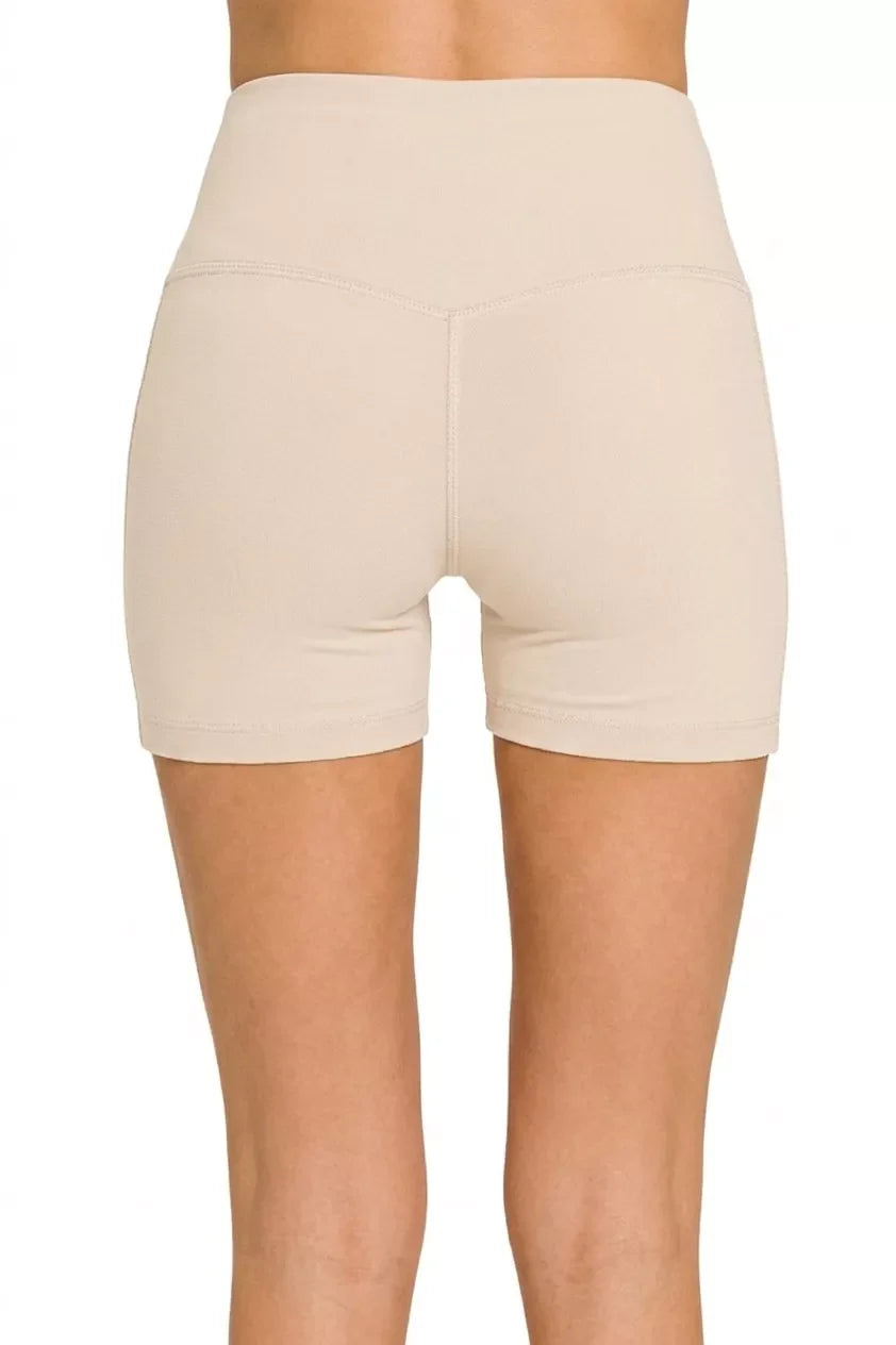 Zenana Brushed Microfiber Wide Waistband Biker Shorts