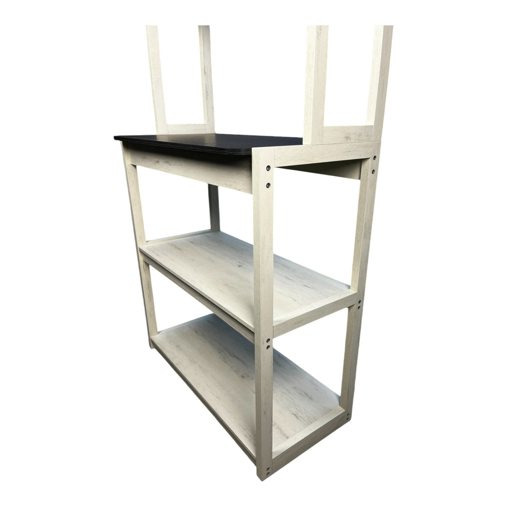 31.5' White and Black color 5-Tier Bakers Rack for Kitchen with Storage, Coffee Bar, Kitchen Shelves,  Microwave Stand
