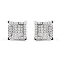10K White Gold 1 1/4 Cttw Princess Diamond Composite Double Square and Halo Stud Earrings (I-J Color, I1-I2 Clarity)
