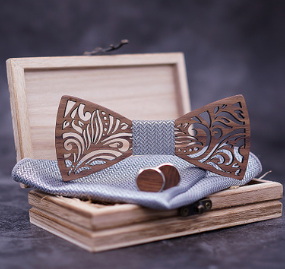 Wooden Bow Tie and Tie Set