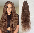 36" Boho Blonde Braids Wig | 360 Full Lace | Curly Ends | Goddess Locs Accents