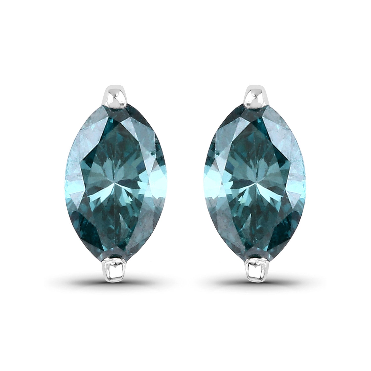 0.69 Carat Genuine Blue Diamond 14K White Gold Earrings