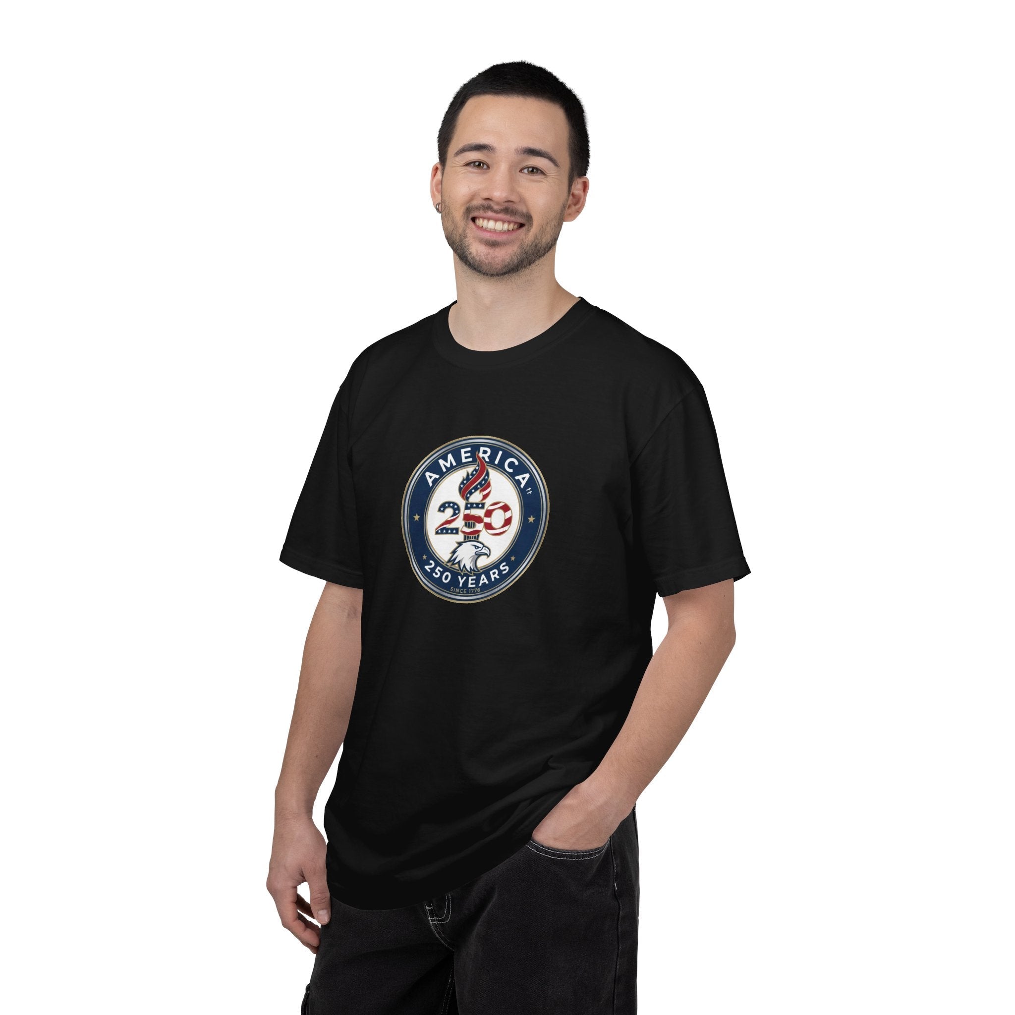 America 250 – “America 250 Years Badge” Happy Birthday USA T-Shirt
