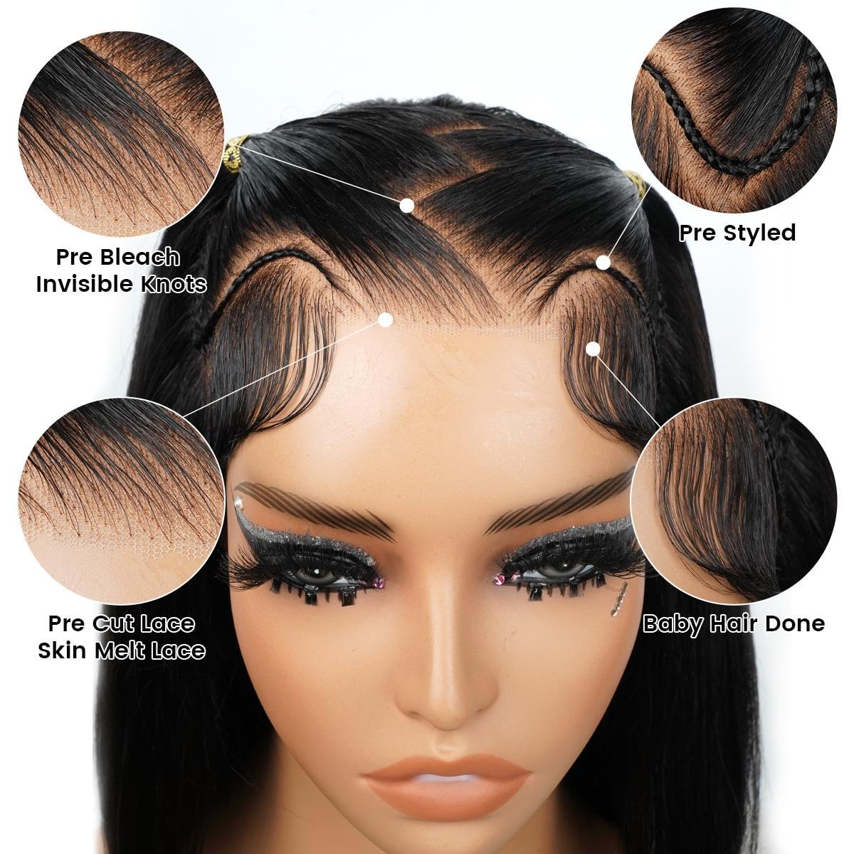 Pre-Braided Zig Zag Lace Front Wig | 13x4 Pre-Cut Lace | Straight Braids | Ready-to-Wear Synthetic Wig